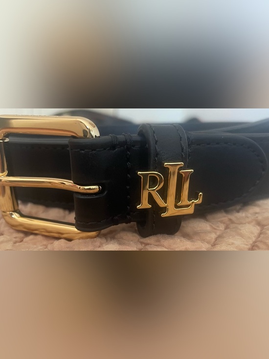Ralph Lauren Black Leather
Belt with Gold RL Initial Accent size L New main image 2